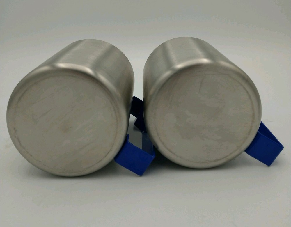 ABSOLUT Vodka Silver Tin Cup Embossed with Absolute Mule Blue Metal Handle
