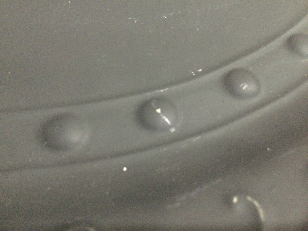 14X10.5 black ceramic oval platter, RAISED DOTS, EMBOSSED SCROLL MATTE GOOD
