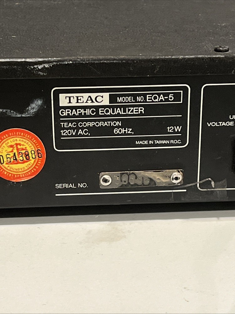 TEAC EQA-5 10-Band Stereo Graphic Equalizer - Used, Powers On