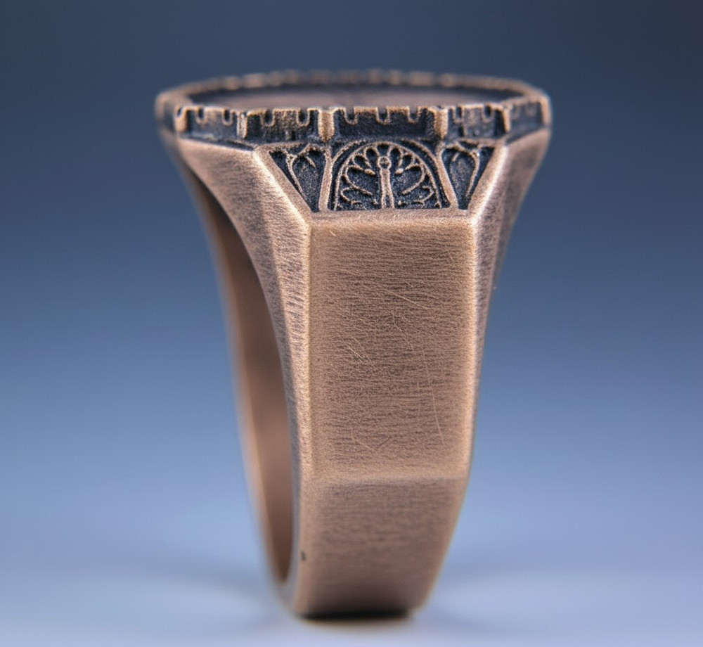 Bold 925 Sterling Silver Hexagon Ring with Intricate Sunburst Mandala Pattern