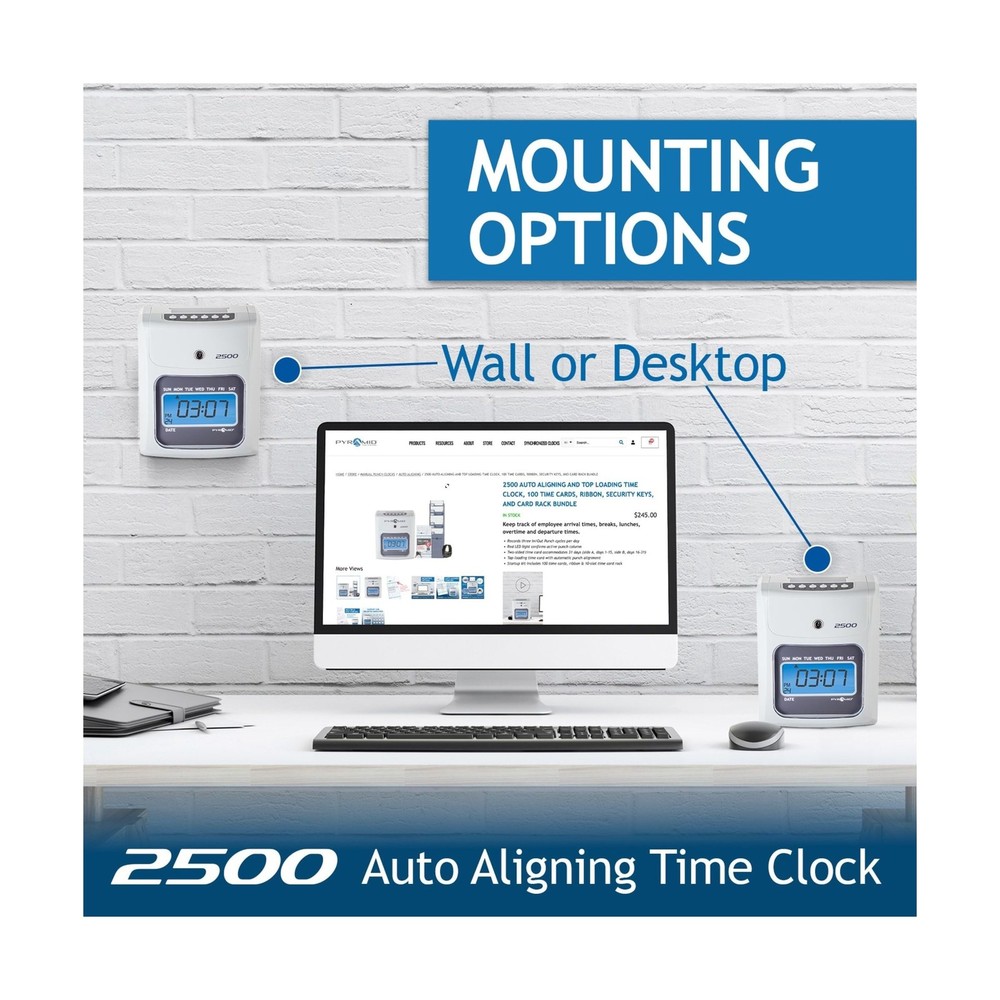 Pyramid Time Systems Small Business 2500 Time Clock Bundle, Unlimited Employe...