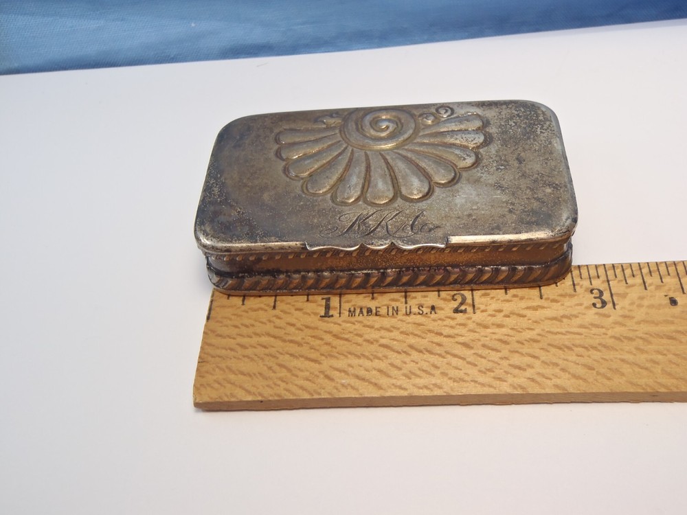 Antique 1892 Howard Co Sterling Silver 2 Compartment Stamp Box