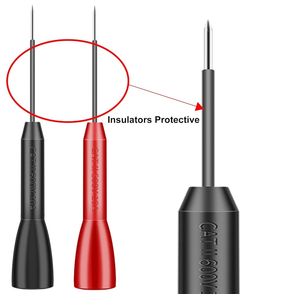 4 Pack 2mm Extended Needle Test Probes, 600V/10A Non-Destructive Black-Red