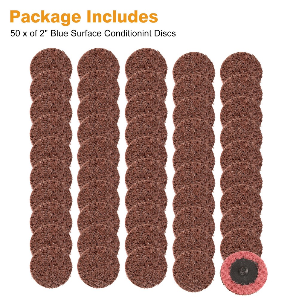 50PCS 2" Roll Lock Sanding Discs Set Medium Surface Conditioning for Die Grinder
