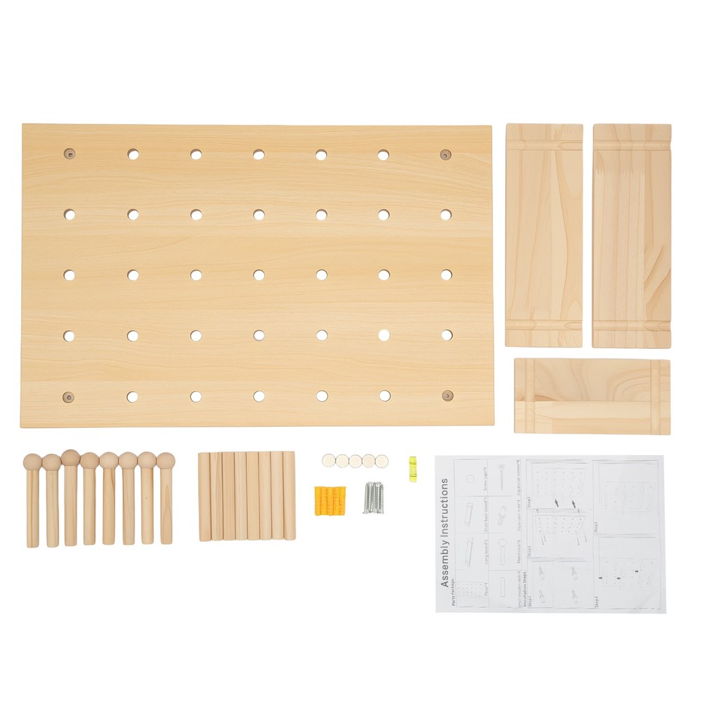 Wood Pegboard Combination Wall Organizer Kit Wooden Display Pegboard Panel Kit