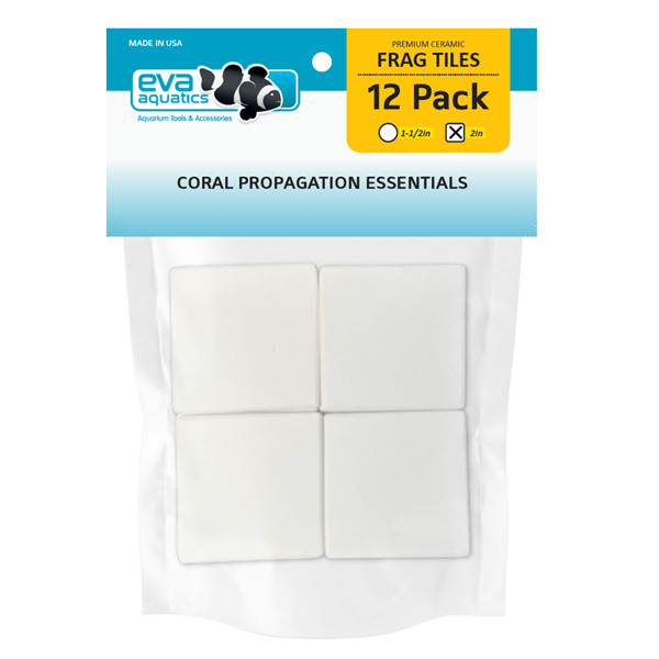 Ceramic Coral Frag Tiles, 12 pack, 2" Squares - White