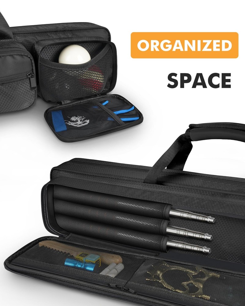 Pool Cue Case, Pool Stick Case 4x5 with Multiple Pockets Holds 4 Butts 5 Shaf...