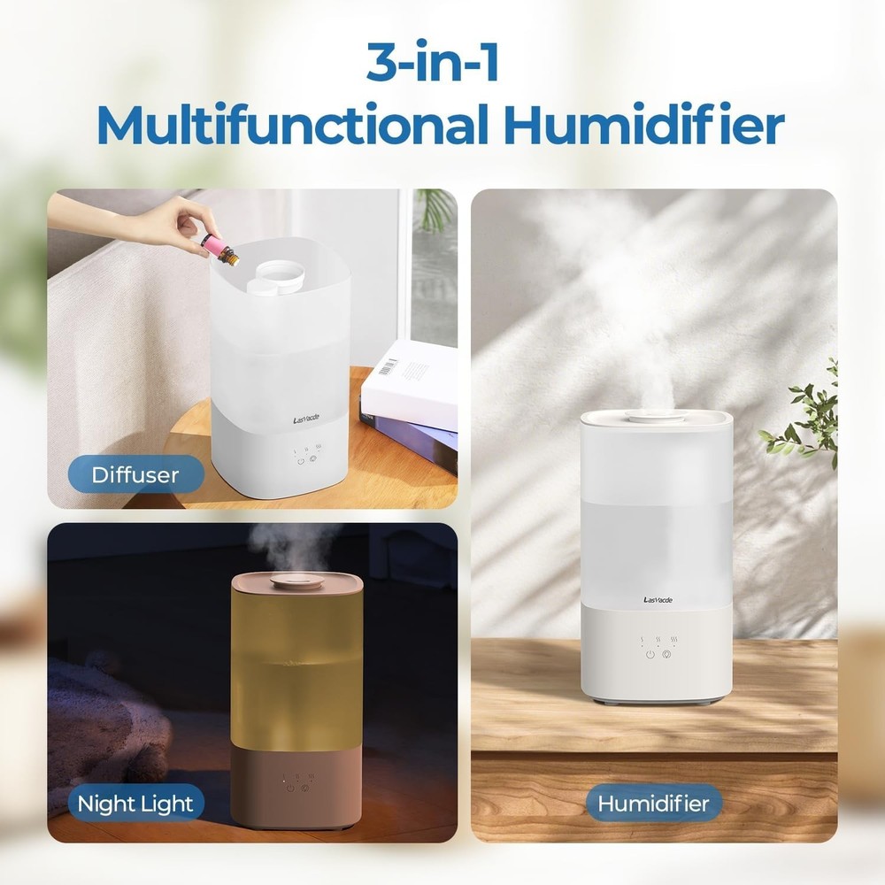 Removable Tank Cool Mist Humidifier with Night Light - 320 sq ft Coverage