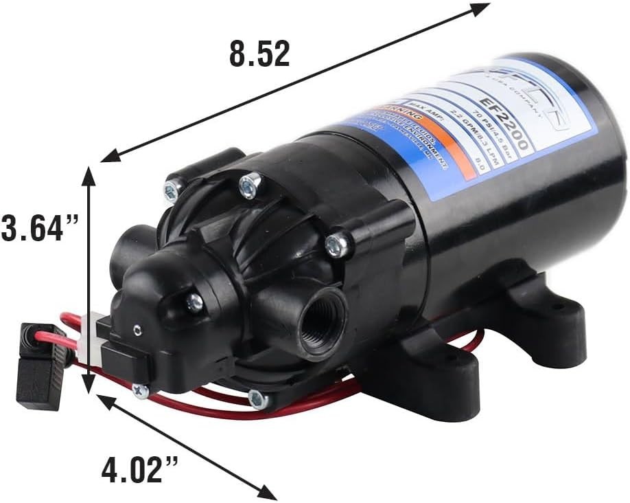 Versatile 12V Diaphragm Sprayer Pump - 2.2GPM, 70 PSI for Multi-Use Applications
