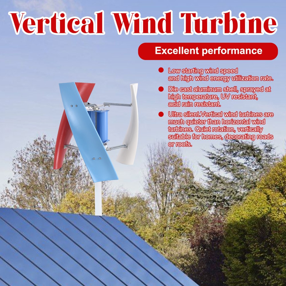 3000W Vertical Axis Wind Turbine Generator DC 12V Controller Home Windmill Kit
