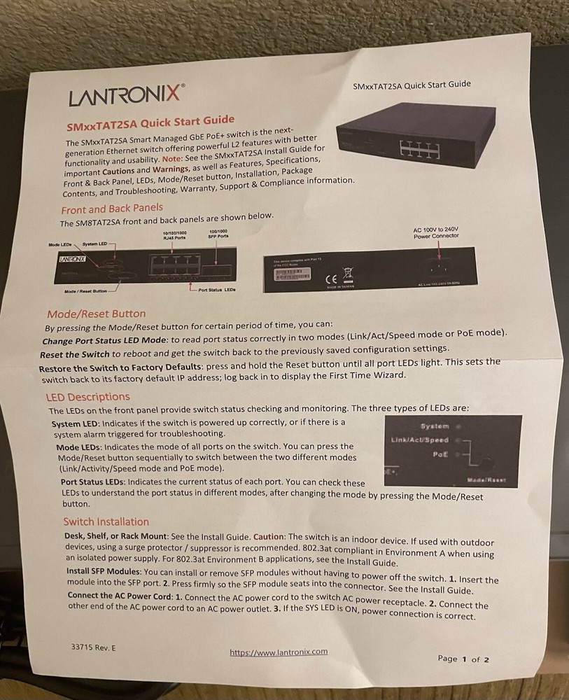 Lantronix Sm24tat2sa Network Switch-Open Box