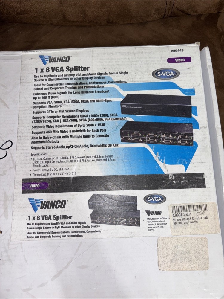 Vanco 1x8 VGA Splitter With Audio 280448