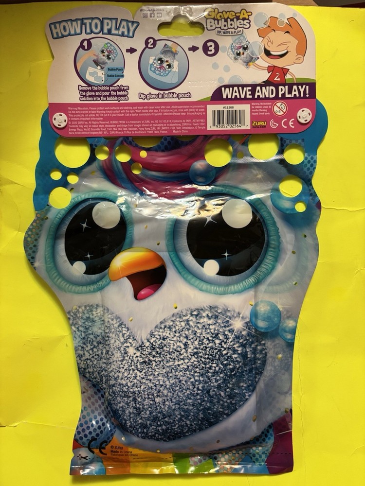 Glove-A-Bubbles Rainbocorn Blue Wave & Play Bubble Solution & Bubble Pouch FREE