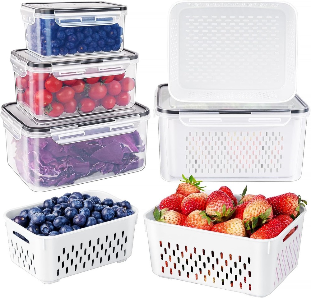 Refrigerator Fruit Preservation Box (with Removable Filter), 4-Piece Set