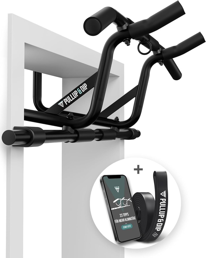 PULLUP & DIP Pull-Up Bar for Door Frames for Hanging without Screws and No Slipp