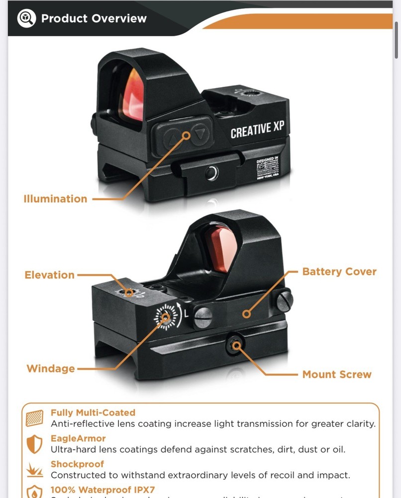 GlassEagle Red Dot Sight 3 MOA Red Dot Sight