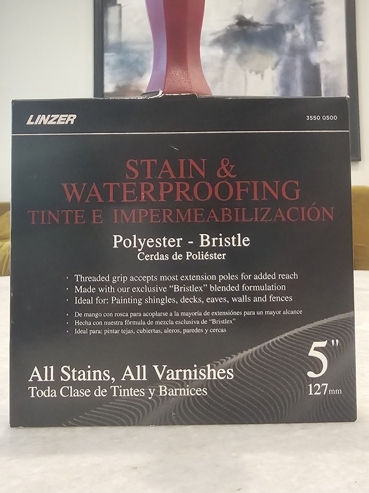 Linzer 5" Block Deck Polyester Blend Flat Paint Brush NEW