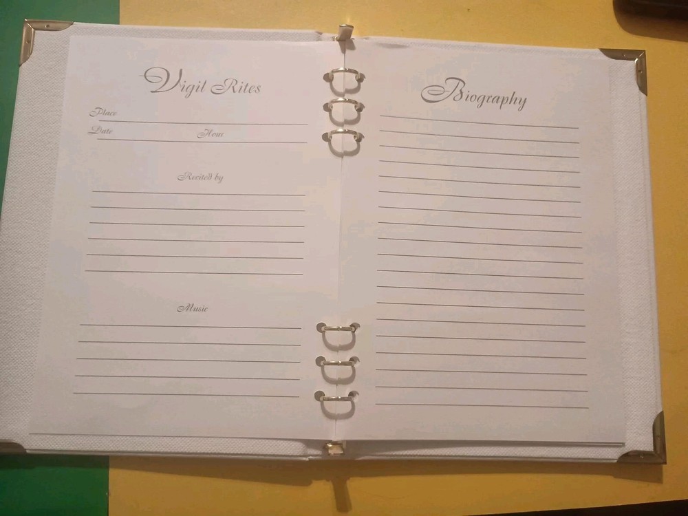 Funeral Register Book- Obituary Memorial Register, Embossed Gold