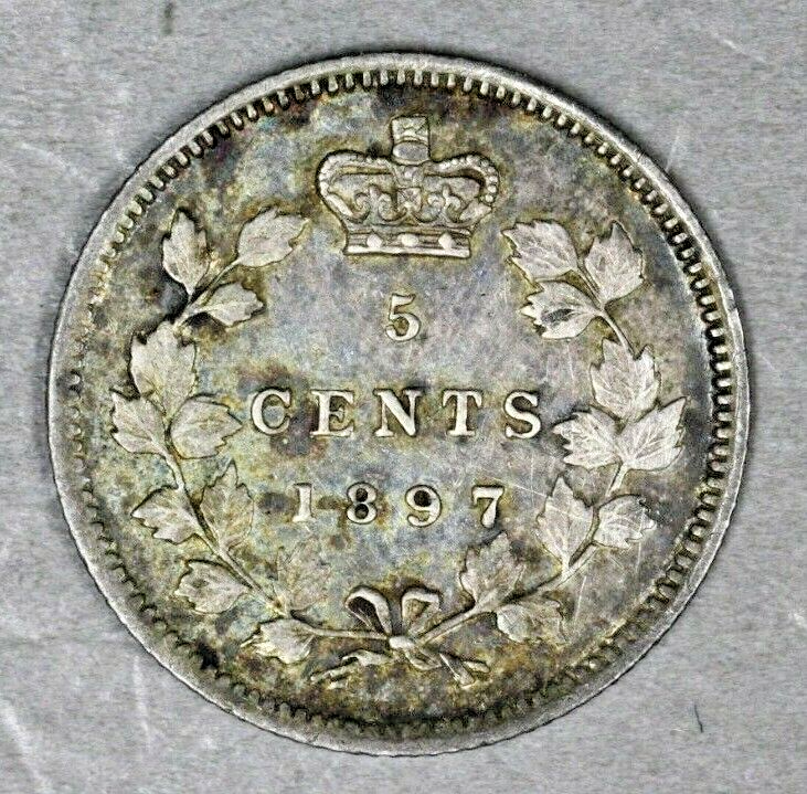 Canada 1897 Silver 5 Cent Original AU A3170