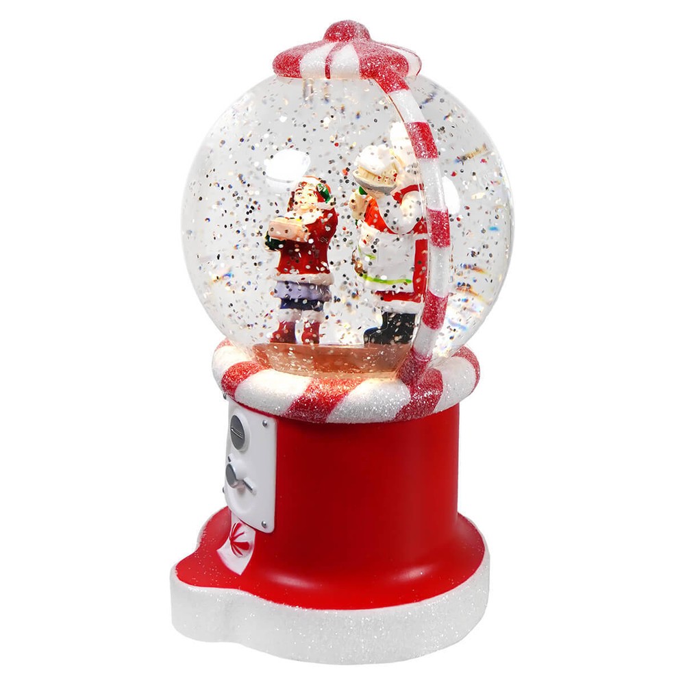 Lighted Spinning Santa Peppermint Candy Water Globe