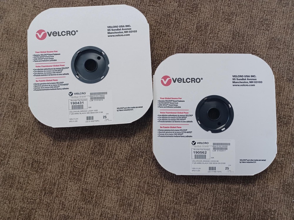 VELCRO® BRAND HOOK AND LOOP - Sew ON  1"  Black .... Both Hook and Loop.. 25yds