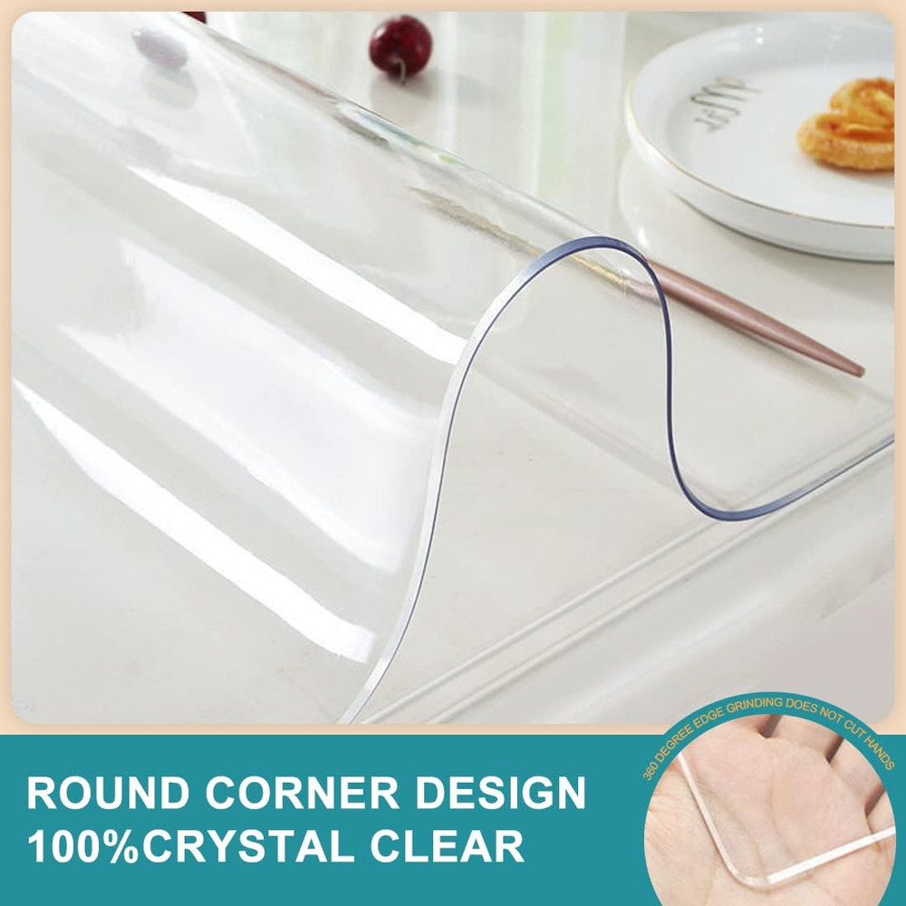 Multi-Sizes Small Clear PVC Dining Table Cover Protector Heat Resistant Waterpro