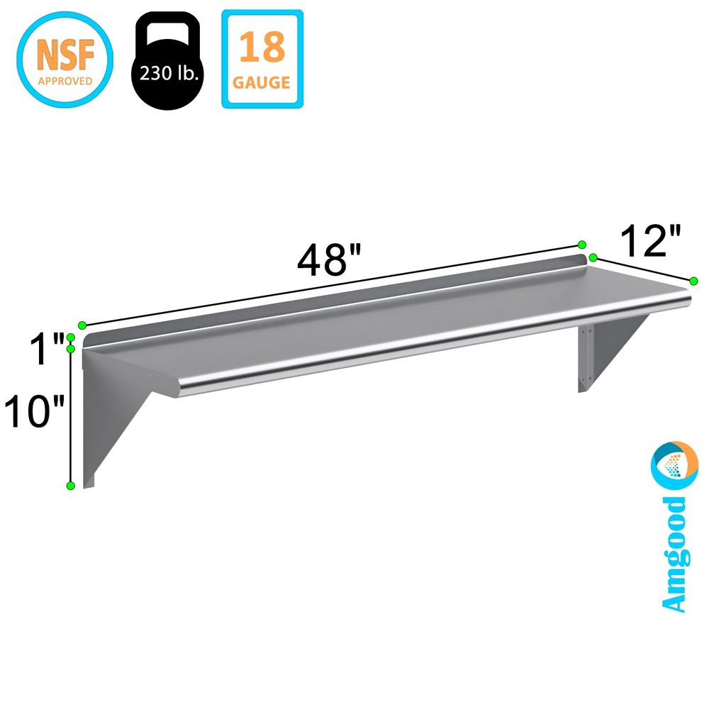 12 in. x 48 in. Stainless Steel Wall Shelf