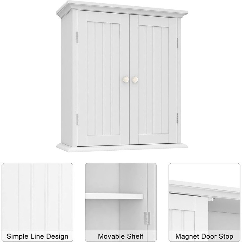 Wall Mounted Bathroom Cabinet Adjustable Shelves Elegant Storage Solution New