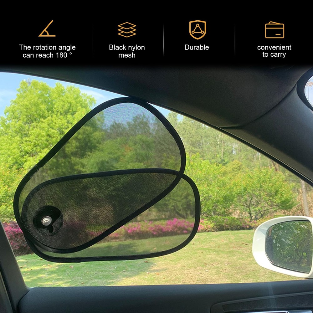 2PCS Car Shades for Side Windows, Adjustable & Rotatable Side Window Sun Shad...