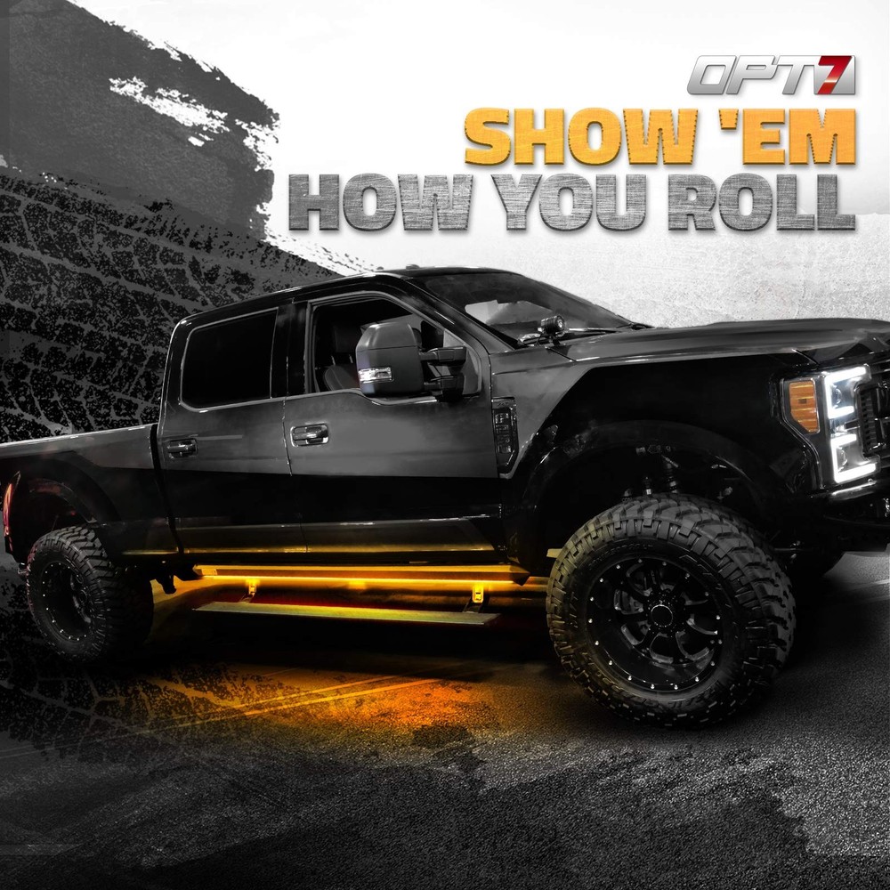OPT7 Sidekick 78" Running Board Lights 2PCS LED Strips w/Sequential Amber Tur...