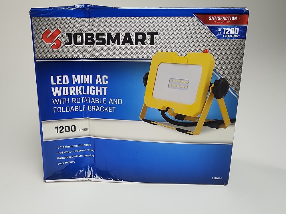 JOBSMART 1200 Lumen LED Mini AC Work Light Rotatable Foldable Bracket IP65