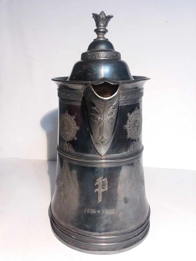 Reed Barton Ice Water Pitcher Seamless Lining Etched Silverplate Decorative Only