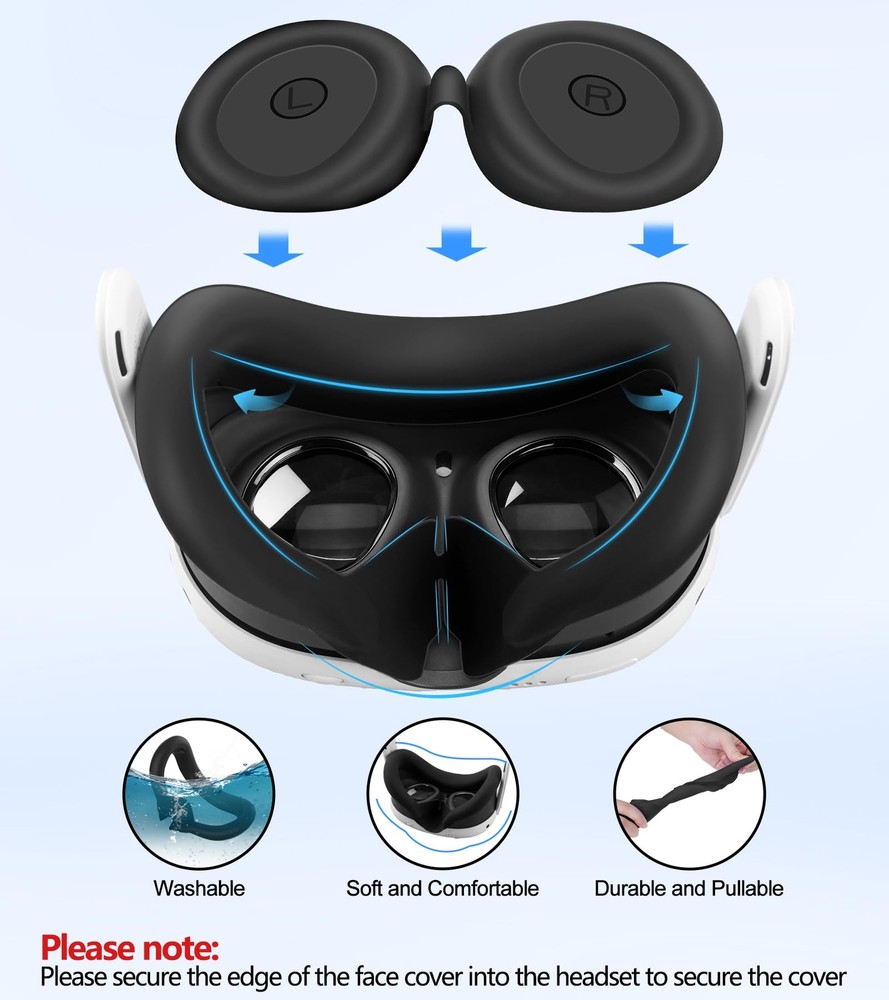 Silicone VR Accessories Set for Oculus/Meta Quest 3 Includes Protective Covers