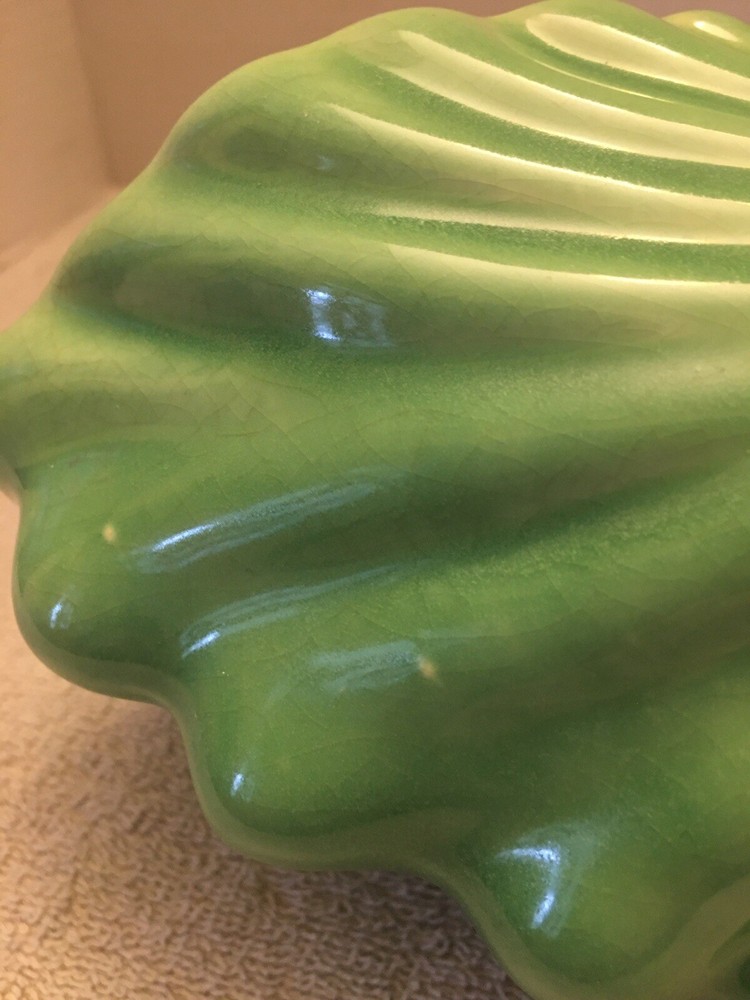 Vintage Planter Shell Shape Green Unmarked