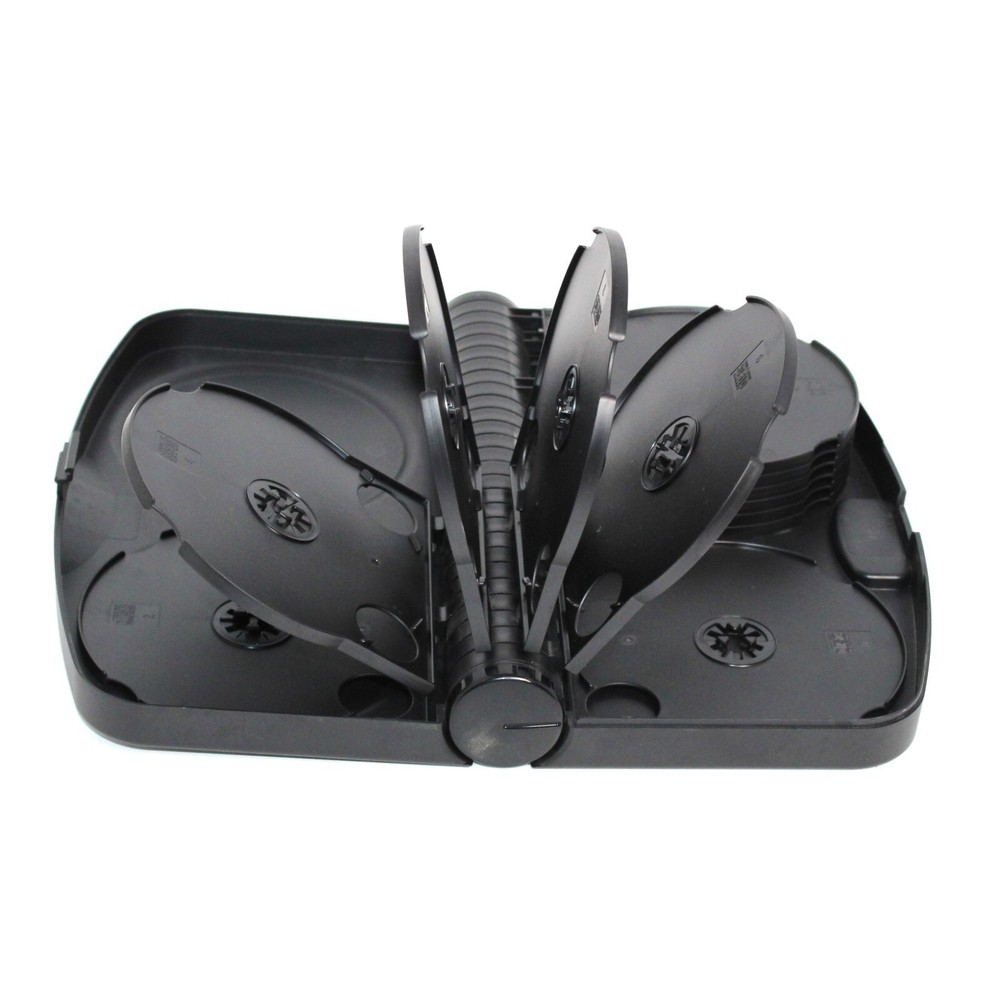 Vintage 90s Black Plastic Hard Shell Folding CD DVD BluRay Storage Case 24 Discs