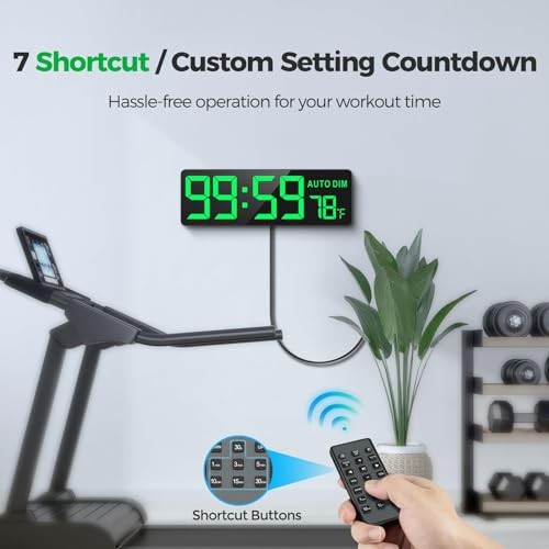 16.5" Large Digital Wall Timer Clock with Countdown Timer, Auto Dimmer, Black