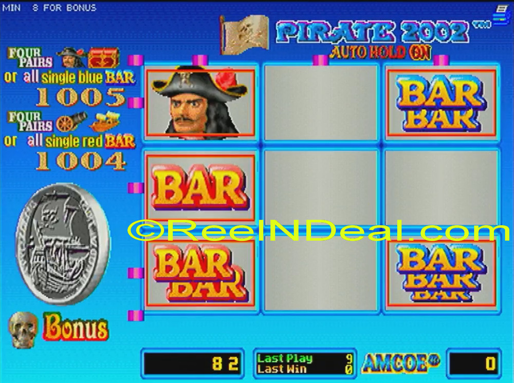 Amcoe Pirate 2002 Cherry Master 8-Liner Slot Machine Optional Skill Spin & Hold