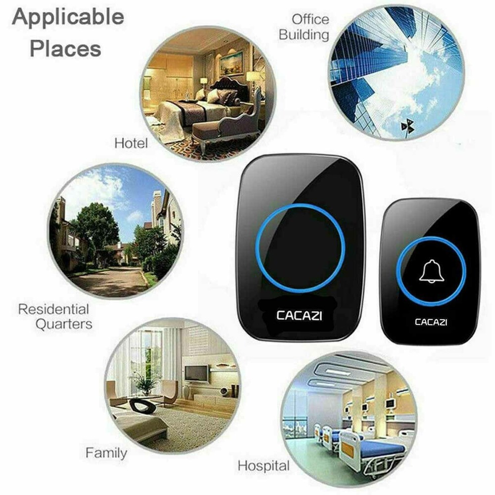 Home Wireless Doorbell 1 Push Button Transmitter & 1 Receiver, Adjustable Volume