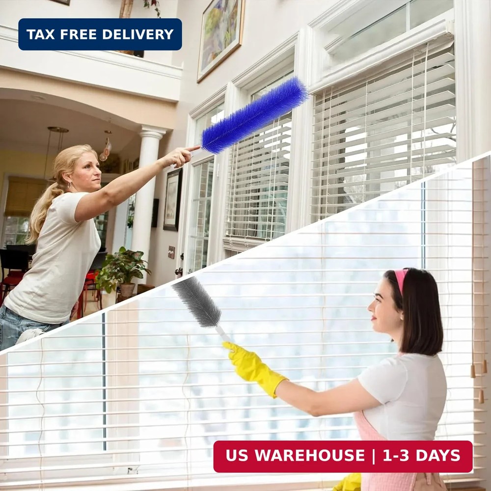 2 Pcs Cobweb Duster, Bendable Fan Cleaner Brushes Set Reusable, Plastic Microfib