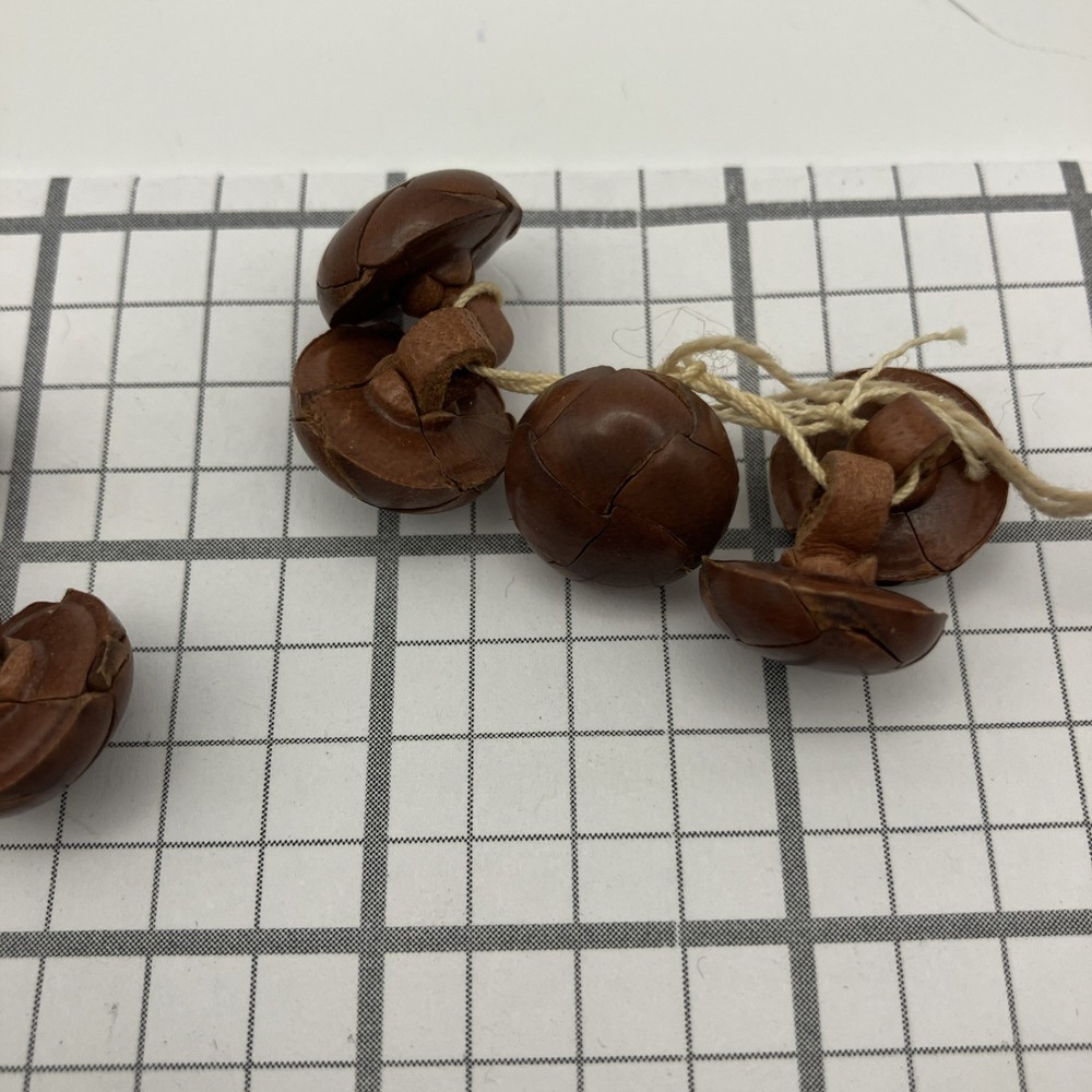Vintage Leather-Wrapped Button 25+ Piece Lot