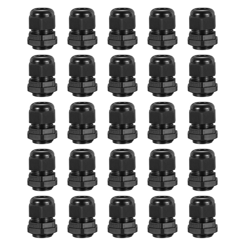 25Pcs Cable Glands 6-12mm Thread Waterproof Adjustable Cable Connector Black