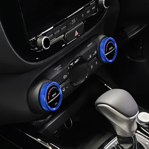 2PCS Aluminum Air Condition Switch Button Knob Cover A/C Centre Control Blue