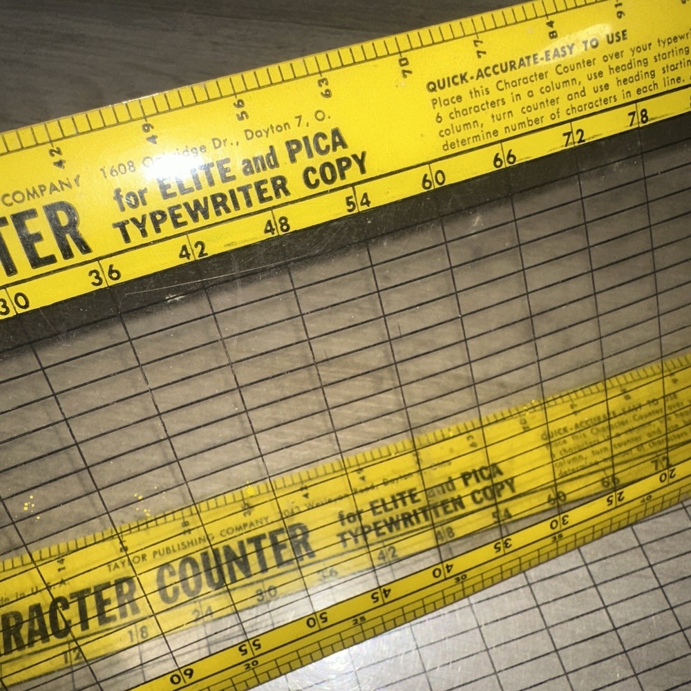 Plastic template character counter For Elite & Pica Typewritten Copy