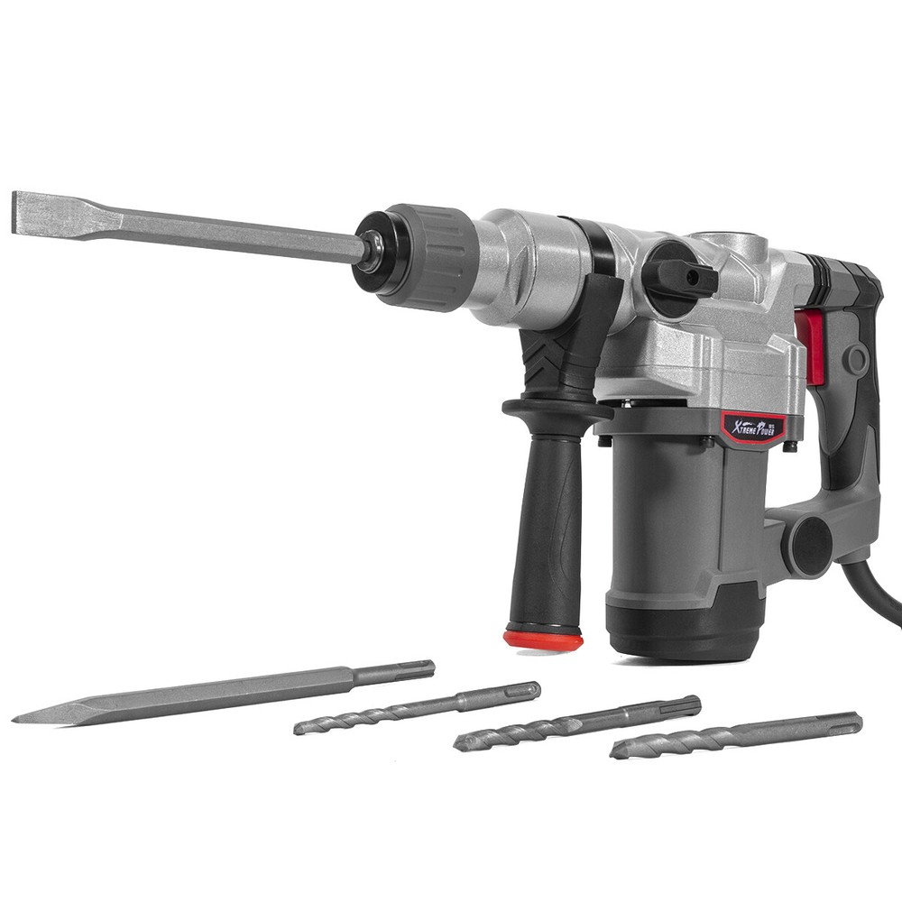 XtremepowerUS 1" SDS Electric Rotary Hammer 15J Drill Chisel Drilling Flat Bits