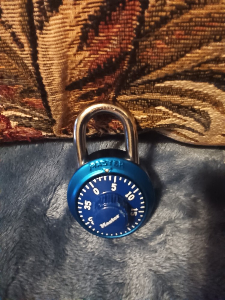 Blue Master combination lock,numbers on back.