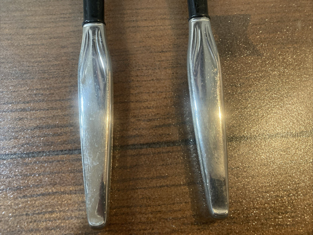Vintage Mid Century Fork & Spoon Salad Serving Set Silver Handles