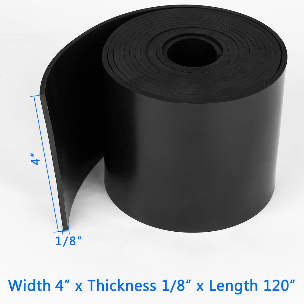 Solid Rubber Strips Rolls, 4" Wide X 1/8" Thick X 120" Long Neoprene Rubber Shee