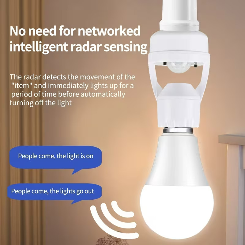 PIR Motion Sensor Socket Converter Lamp Base Holder Control Smart Switch Bulb