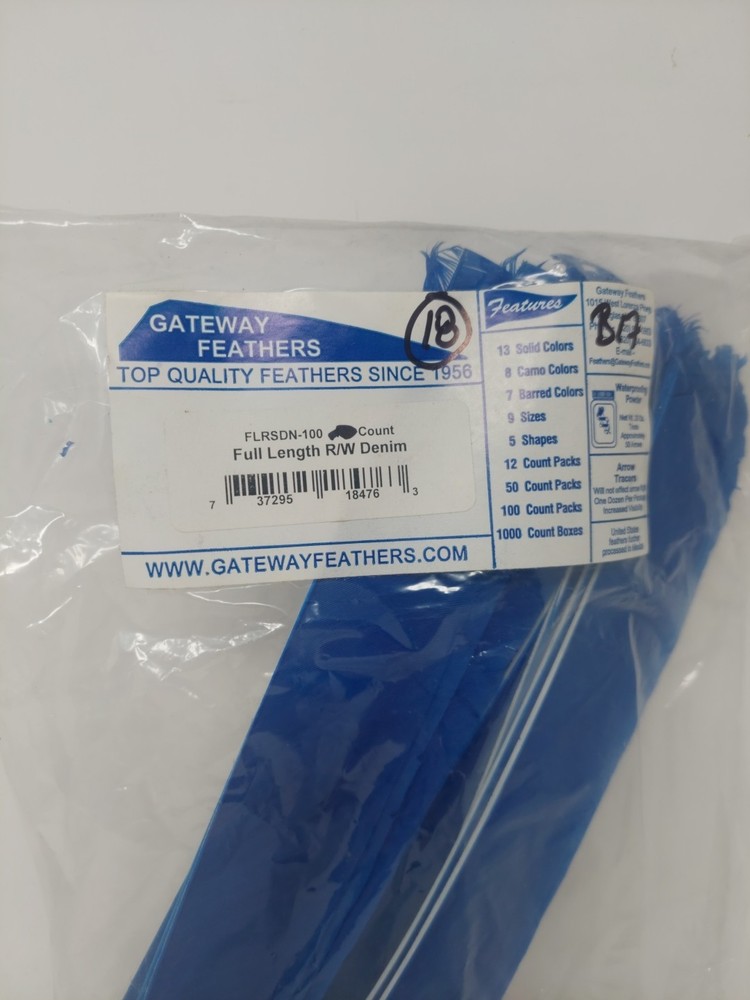 18 Count Gateway Feathers FULL LENGTH Right Wing: Denim Blue