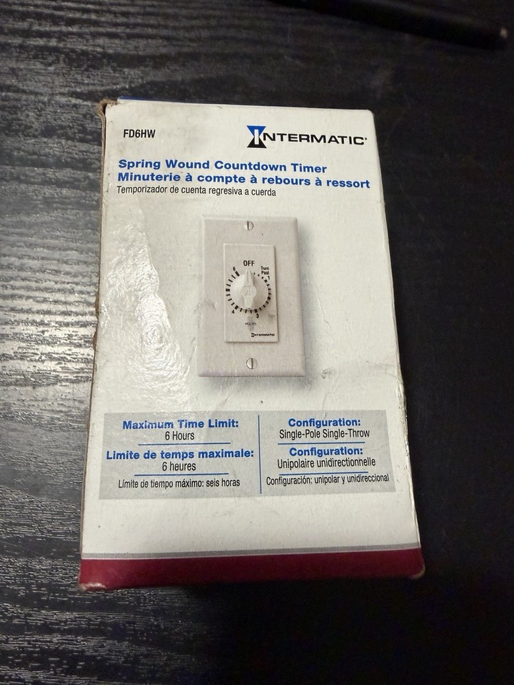 Intermatic FD6HW Spring Loaded Auto-Off Wall Timer For Lights And Fans Switch